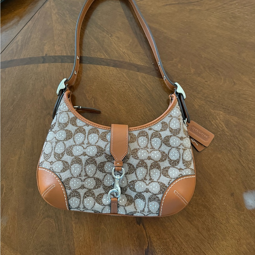 Coach Signature Brown and Tan Shoulder Bag